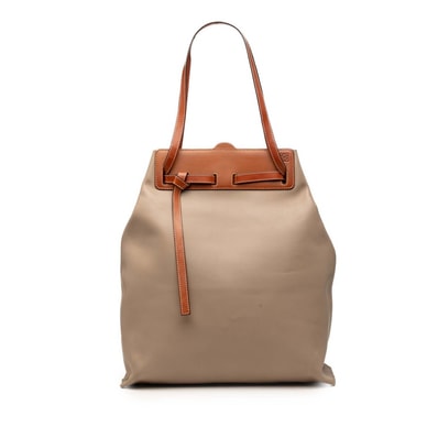 ロエベ アナグラム ラゾ トートバッグ ハンドバッグ ベージュ ブラウン レザー レディース LOEWE 【中古】