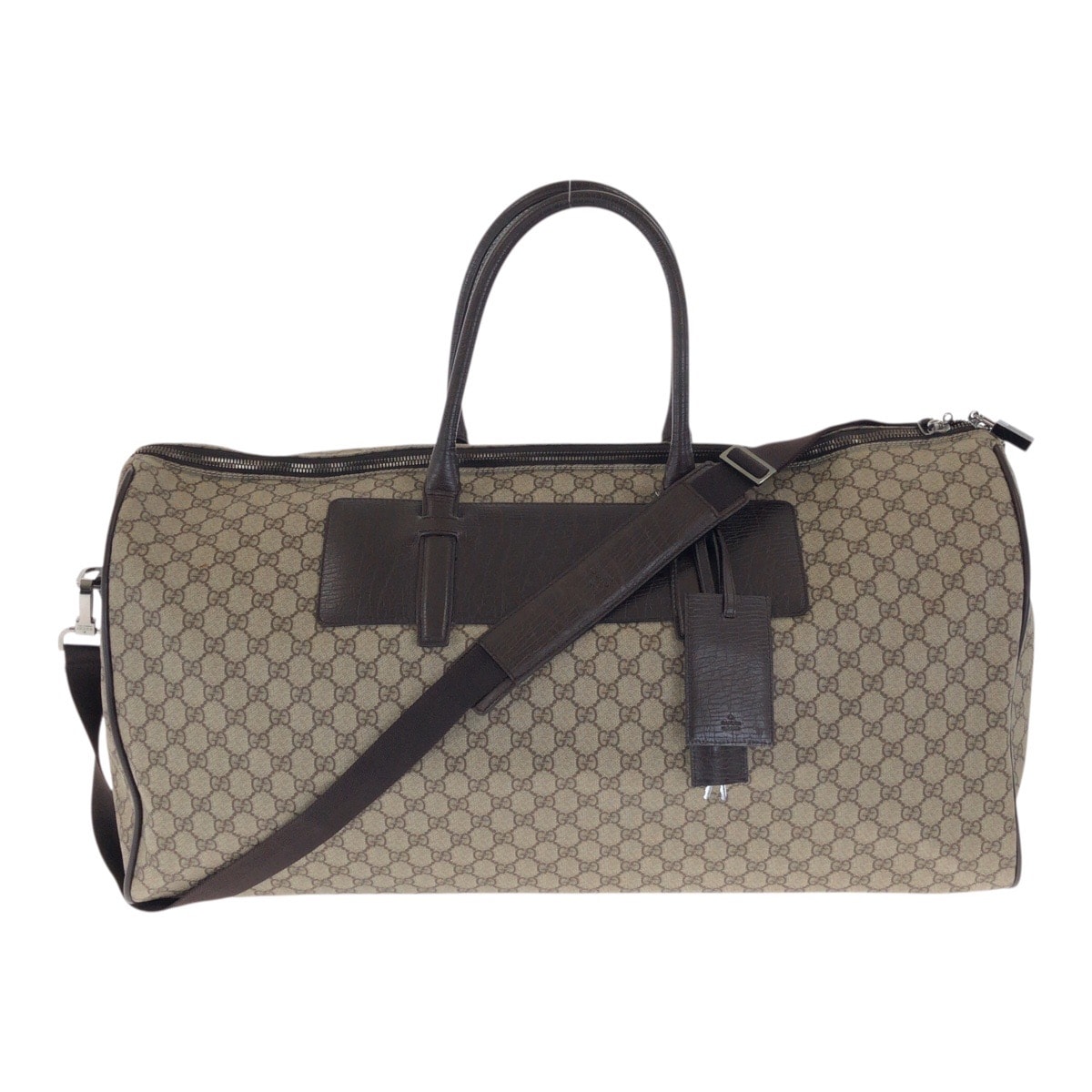 GUCCI グッチ ブラウン シルバー金具 GGスプリームキャンバス レザー/ ボストンバッグ ショルダーバッグ 2way 505518 【中古】