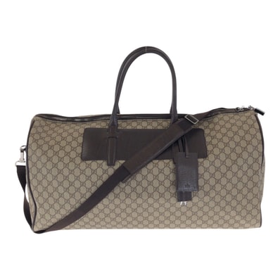 GUCCI グッチ ブラウン シルバー金具 GGスプリームキャンバス レザー/ ボストンバッグ ショルダーバッグ 2way 505518 【中古】