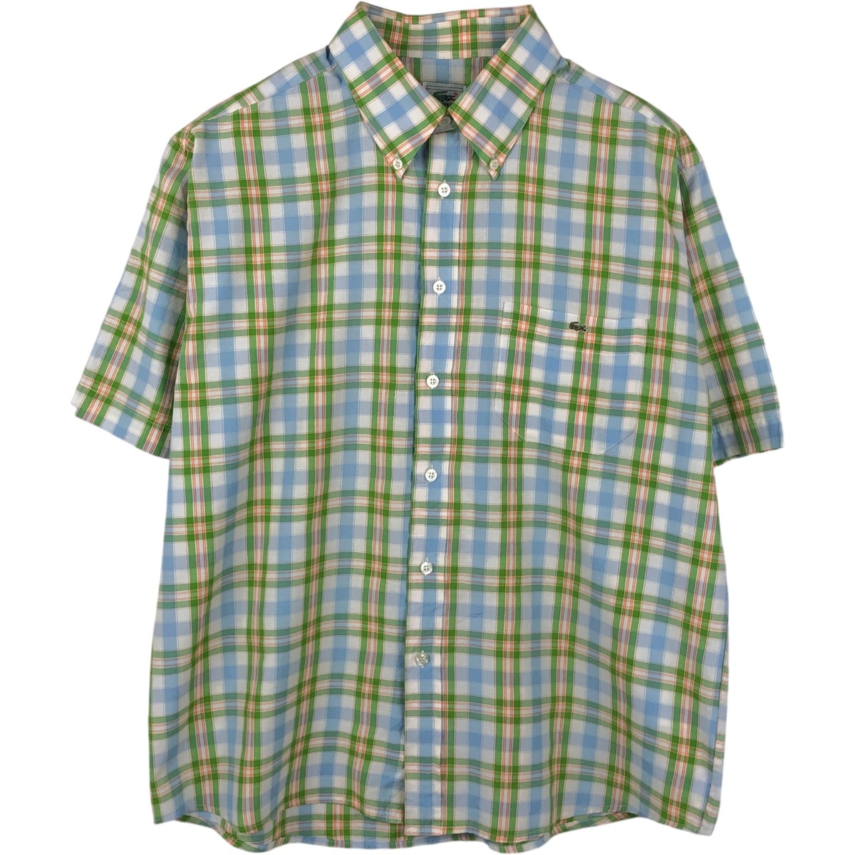 古着 ラコステ LACOSTE 半袖 ボタンダウン チェックシャツ メンズXL相当/eaa660958