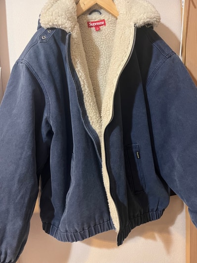 Supreme Faux Shearling Lined Bomber Jacket "Navy"