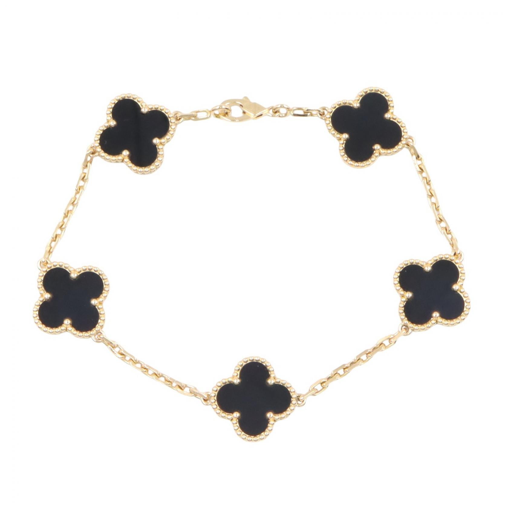 ヴァンクリーフ&アーペル Van Cleef & Arpels ヴィンテージアルハンブラブレスレット オニキス 5モチーフ ブレスレット アクセサリー K18(イエローゴールド) オニキス レディース ゴールド系 / ブラック系
