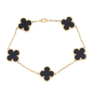 ヴァンクリーフ&アーペル Van Cleef & Arpels ヴィンテージアルハンブラブレスレット オニキス 5モチーフ ブレスレット アクセサリー K18(イエローゴールド) オニキス レディース ゴールド系 / ブラック系