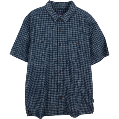 古着 パタゴニア Patagonia バックステップシャツ 53139SP21 チェック柄 半袖 ヘンプシャツ ボックスシャツ メンズM相当/eaa625509