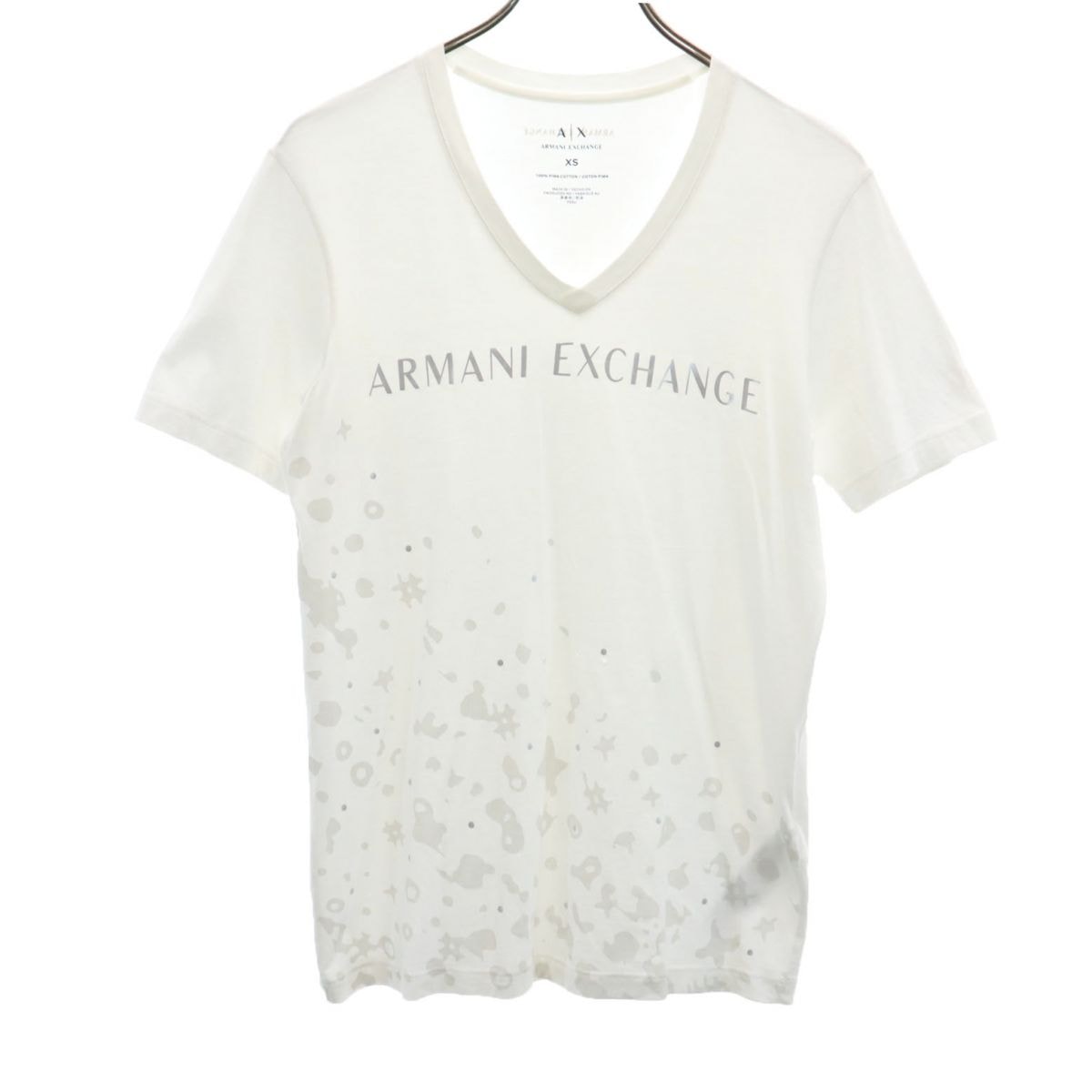 ARMANI EXCHANGE アルマーニエクスチェンジ プリント 半袖 Vネック Tシャツ XS ホワイト