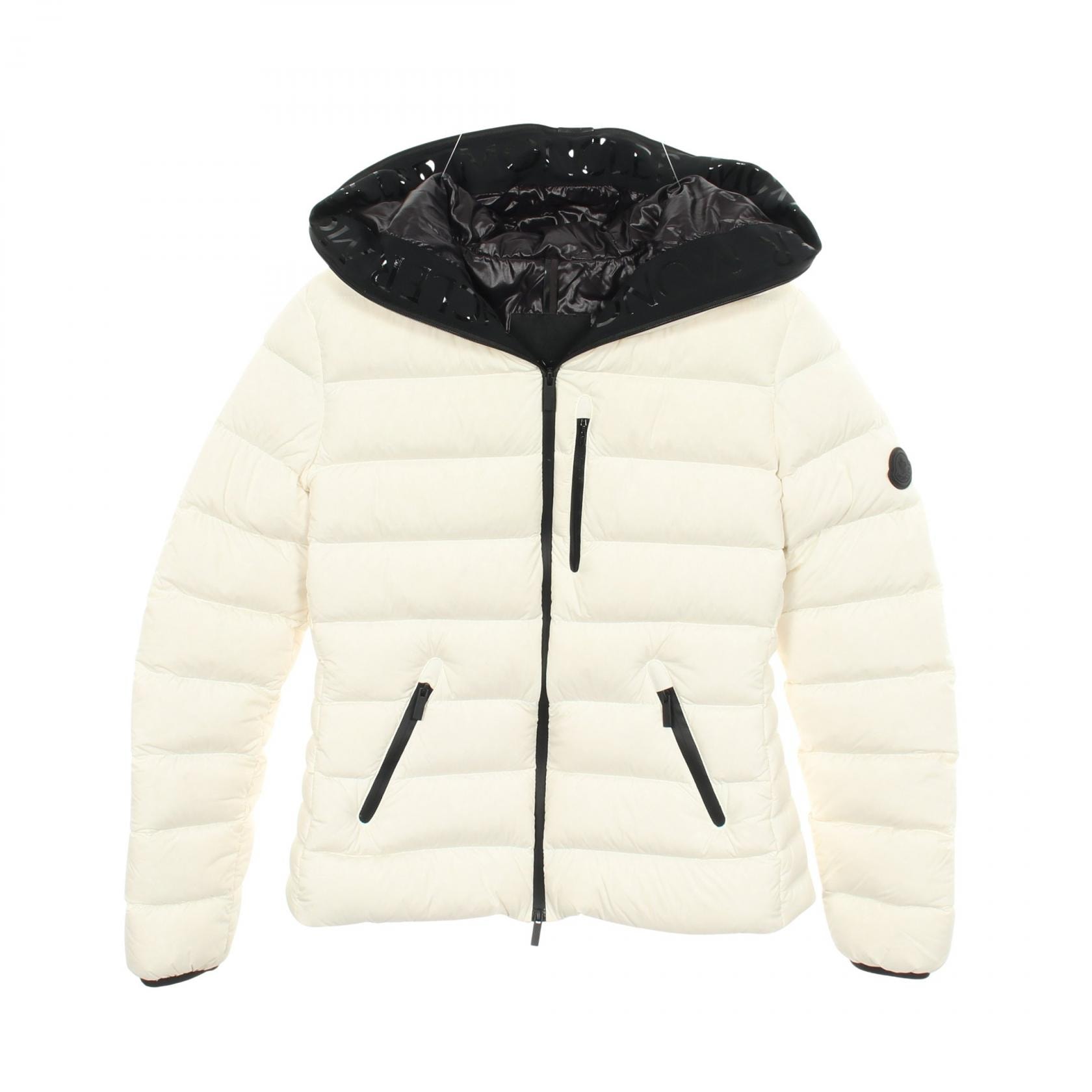 モンクレール MONCLER HERBE フード付き ダウンジャケット 衣料品 アウター ナイロン レディース ホワイト系 1A00093 【中古】