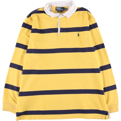 古着 ラルフローレン Ralph Lauren POLO by Ralph Lauren CUSTOM FIT ボーダー柄 長袖 ラガーシャツ メンズXL相当/eaa600767