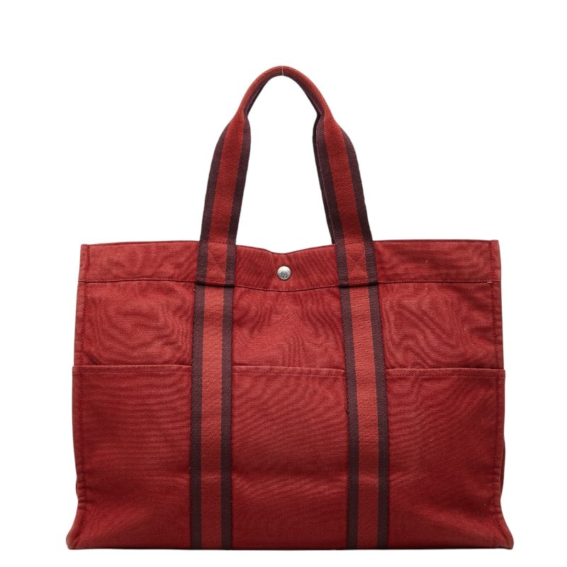 エルメス フールトゥGM トートバッグ ハンドバッグ レッド コットン レディース HERMES 【中古】