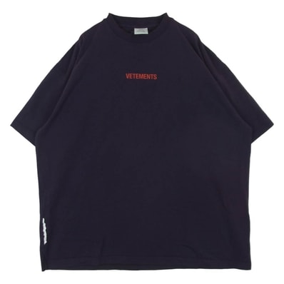 VETEMENTS ヴェトモン UE52TR120L LOGO LABEL T-SHIRT ロゴ ラベル Tシャツ 半袖 カットソー パープル系 M【中古】
