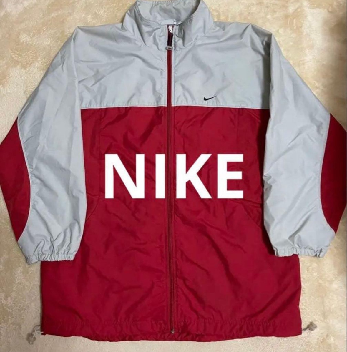 NIKE ナイキ バイカラー ナイロンジャケット XLサイズ 赤 レッド グレー