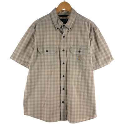 古着 カーハート Carhartt Loose Fit チェック柄 ボタンダウン 半袖 ワークシャツ メンズL相当/eaa536414