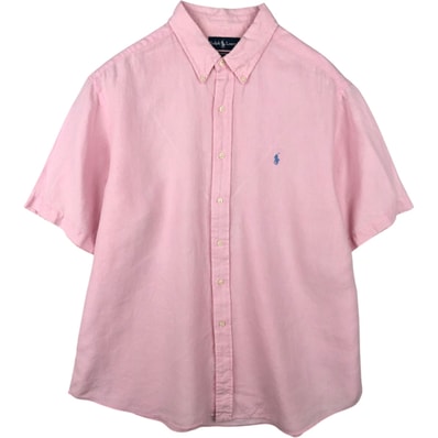 古着 ラルフローレン Ralph Lauren CLASSIC FIT クラシックフィット 半袖 リネン ボタンダウンシャツ メンズXXL相当/eaa648027