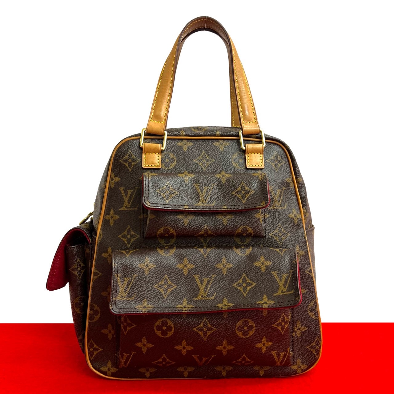 LOUIS VUITTON ルイヴィトン エクサントリ シテ モノグラム レザー PVC ハンドバッグ ブラウン
 2313a