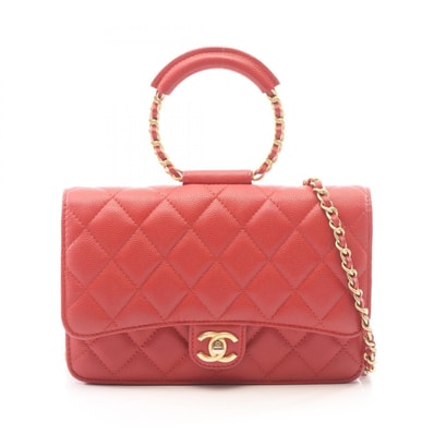 シャネル CHANEL マトラッセ ループハンドル 2WAY ショルダーバッグ バッグ キャビアスキン(グレインドカーフ) レディース レッド系 【中古】
