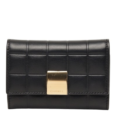 シャネル チョコバー キーケース ブラック レザー レディース CHANEL 【中古】