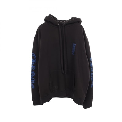 Chrome Hearts Vertical Logo Pullover Hoodie "Black/Blue"