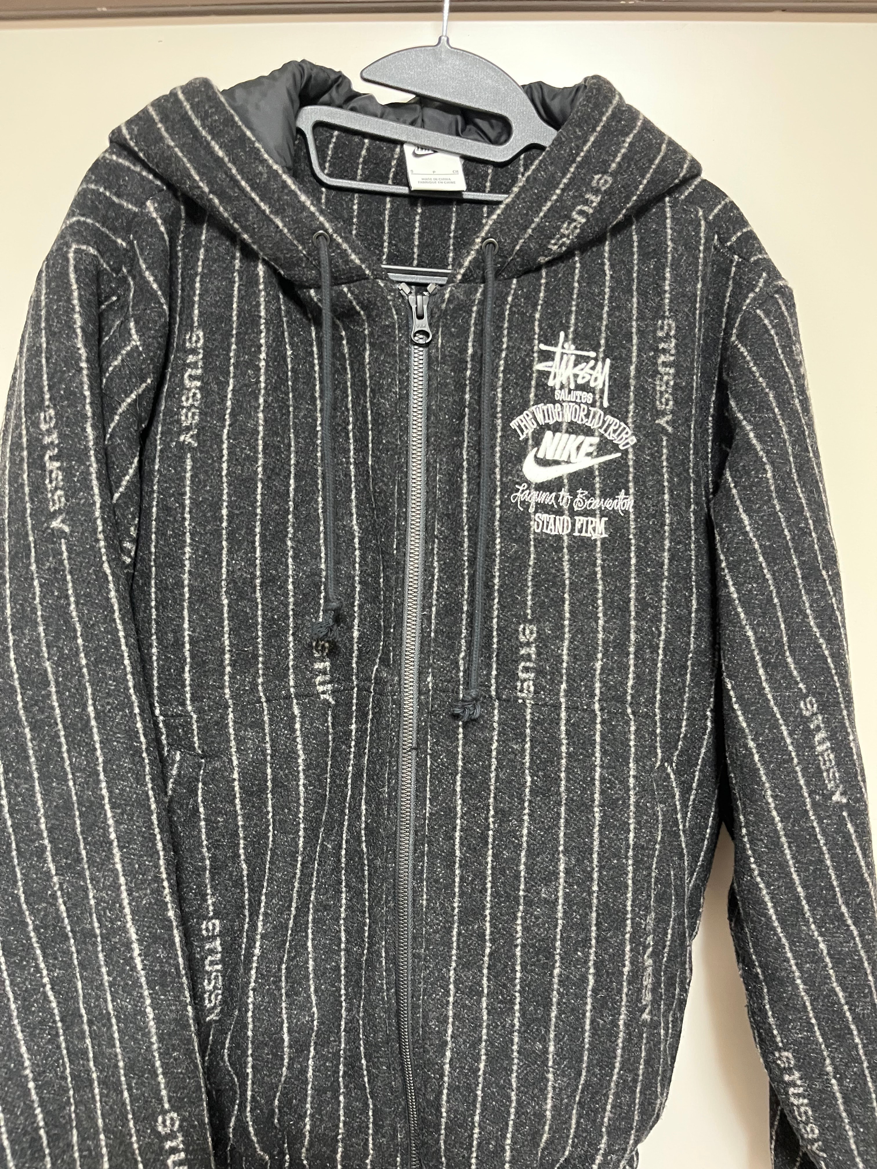 Stussy x Nike Striped Wool Jacket "Black"