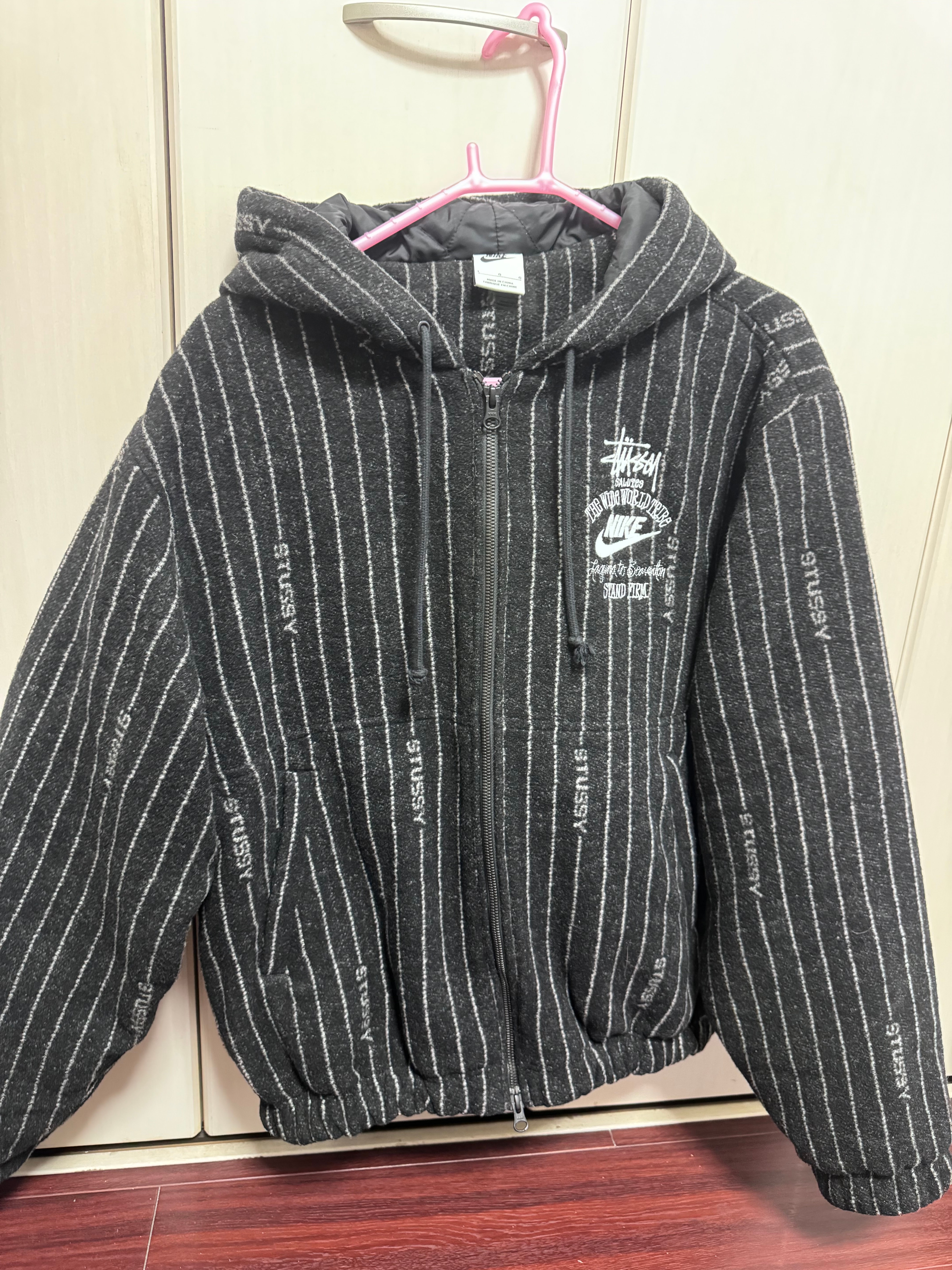 Stussy x Nike Striped Wool Jacket "Black"