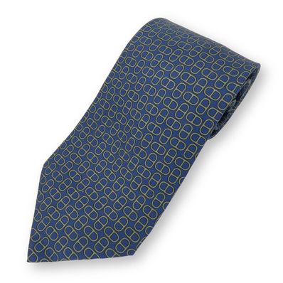 【中古】 エルメス ネクタイ シェーヌダンクル柄 フクロウ シルク ネイビー スーツ ビジネス アパレル メンズ 男性 HERMES