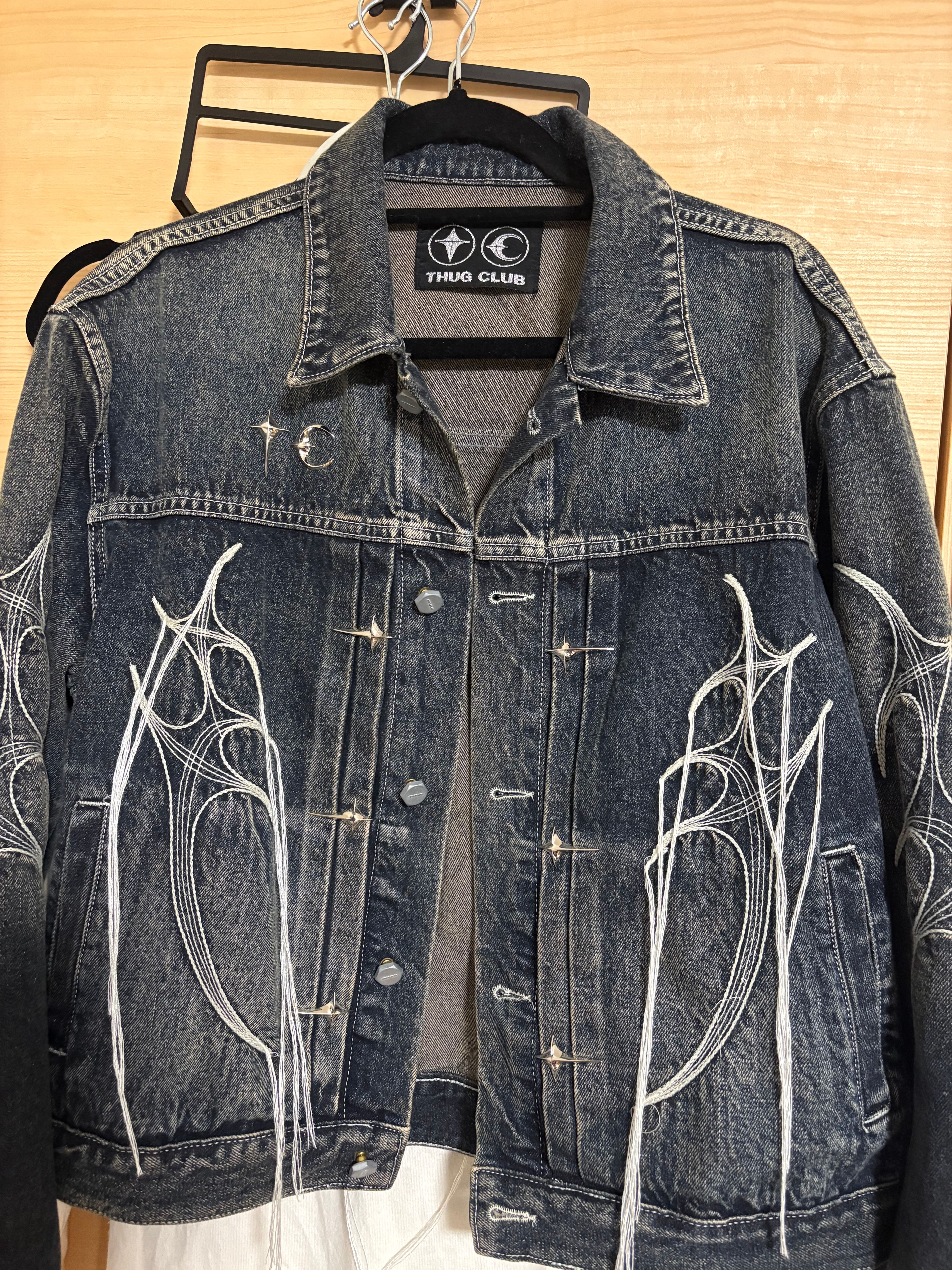 THUG CLUB Tribal Tree Denim Jacket "Blue"