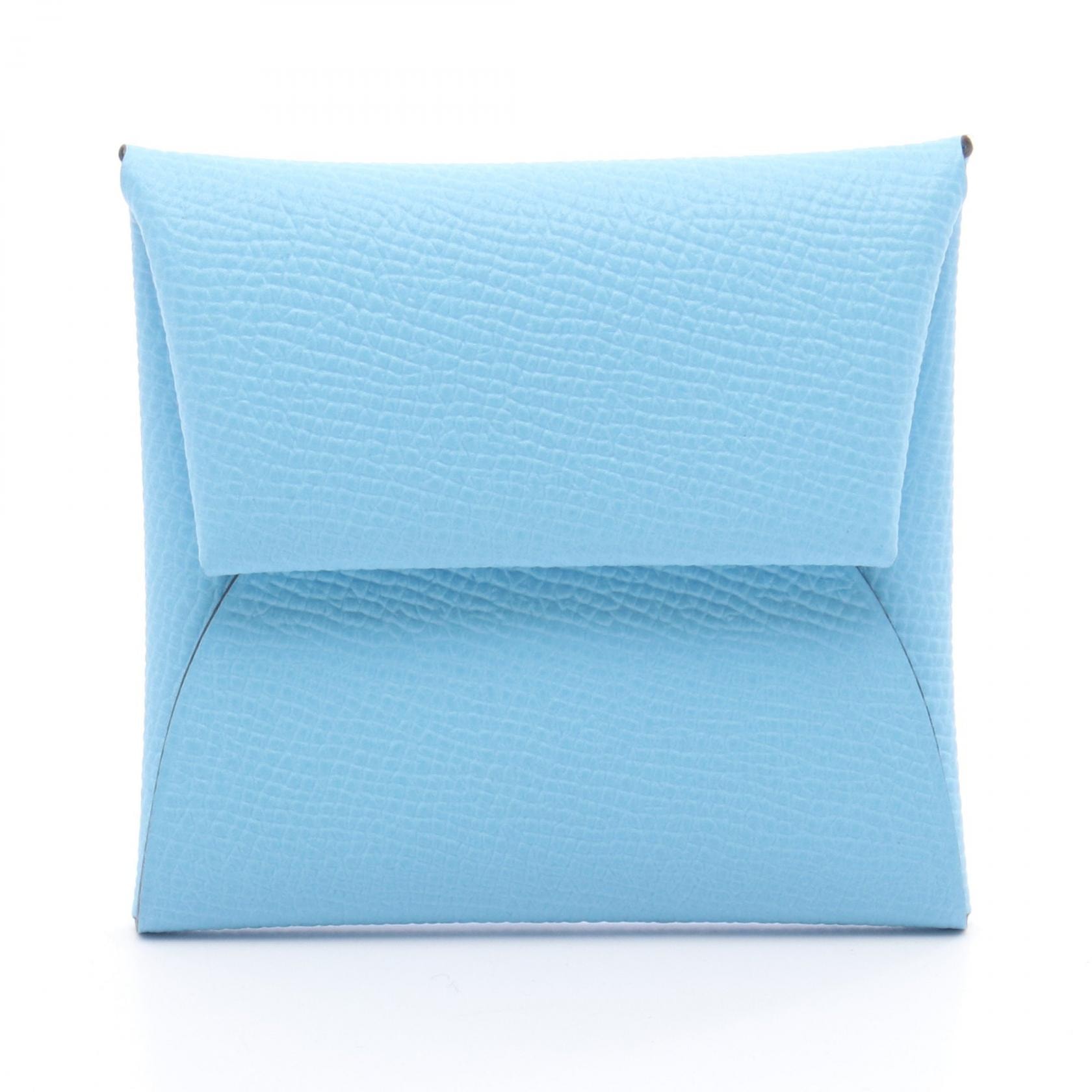 エルメス HERMES バスティア コインケース 財布 レザー ヴォーエプソン ヴォーエプソン セレスト W刻印（2024年製造） レディース ブルー系 【中古】