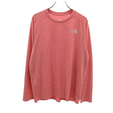 美品 THE NORTH FACE ノースフェイス 長袖 メランジクルー Tシャツ XL ピンク系 ロンT NT12096 アウトドア