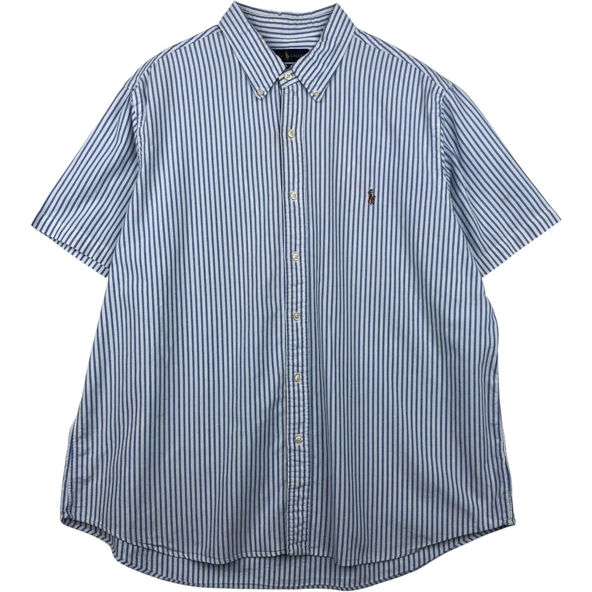 古着 ラルフローレン Ralph Lauren CLASSIC FIT クラシックフィット 半袖 ボタンダウン ストライプシャツ メンズXXL相当/eaa640955