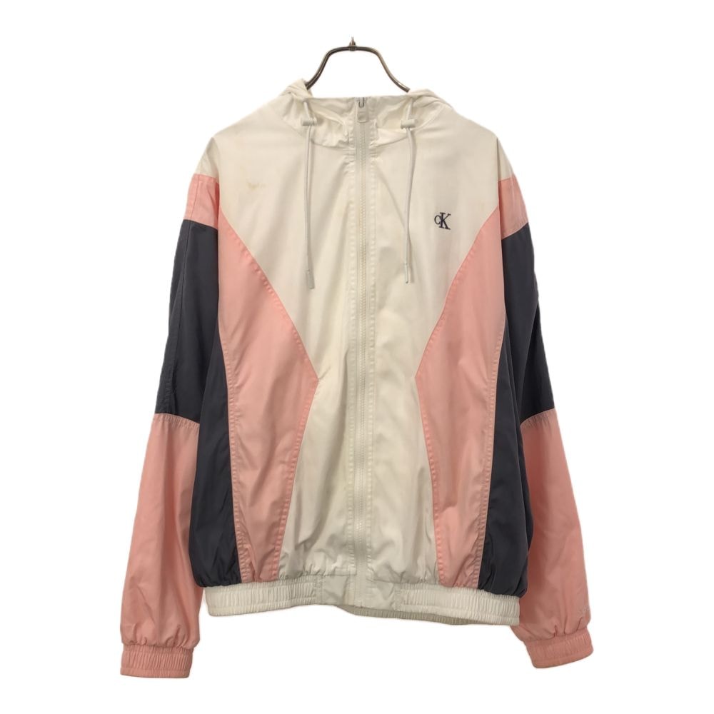 Calvin klein Jeans カルバンクラインジーンズ 長袖 ウインドブレーカー M ホワイト 裏メッシュ ジップパーカー