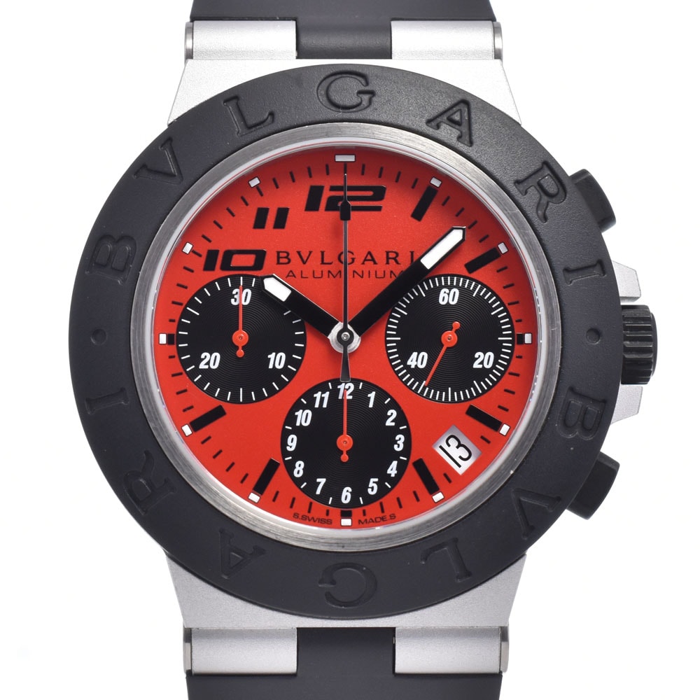 ブルガリ BVLGARI BB40ATCH アルミニウム クロノグラフ レッド 自動巻き メンズ 美品 内箱付き 腕時計 O#148987