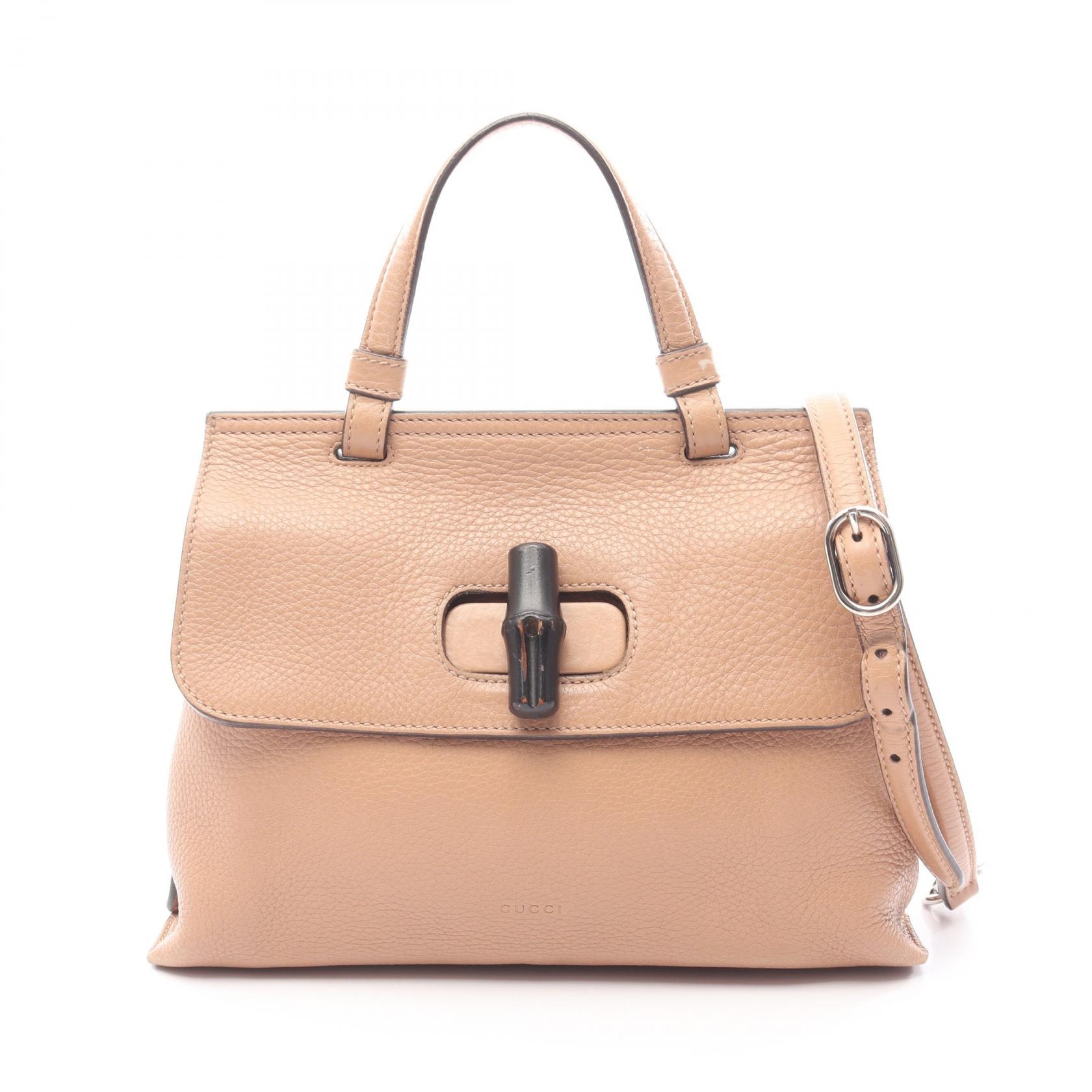 グッチ GUCCI デイリー バンブー ハンドバッグ バッグ レザー レディース ベージュ系 370831 【中古】