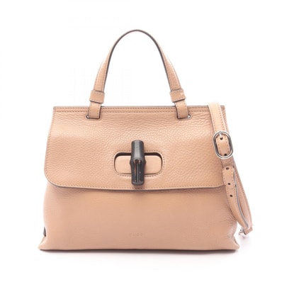 グッチ GUCCI デイリー バンブー ハンドバッグ バッグ レザー レディース ベージュ系 370831 【中古】