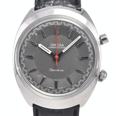 オメガ OMEGA 145.009 ヴィンテージ ジュネーブ クロノストップ Cal.865 グレー 手巻き メンズ 良品 腕時計 Y#146218