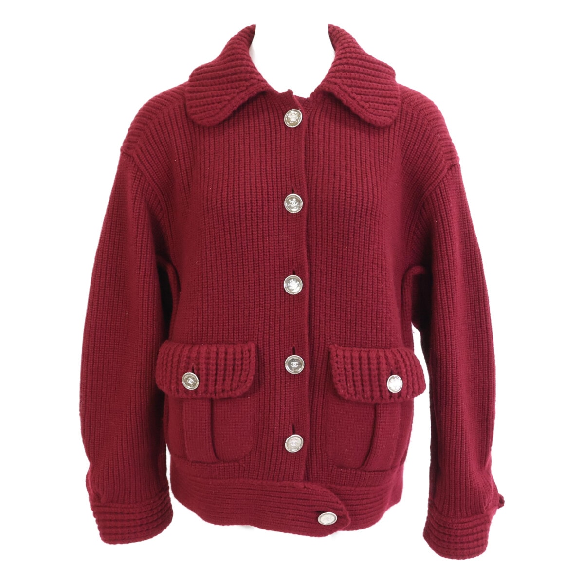 シャネル 美品 25C P78714K11370 カシミヤ100 ココマークボタン ニット 36