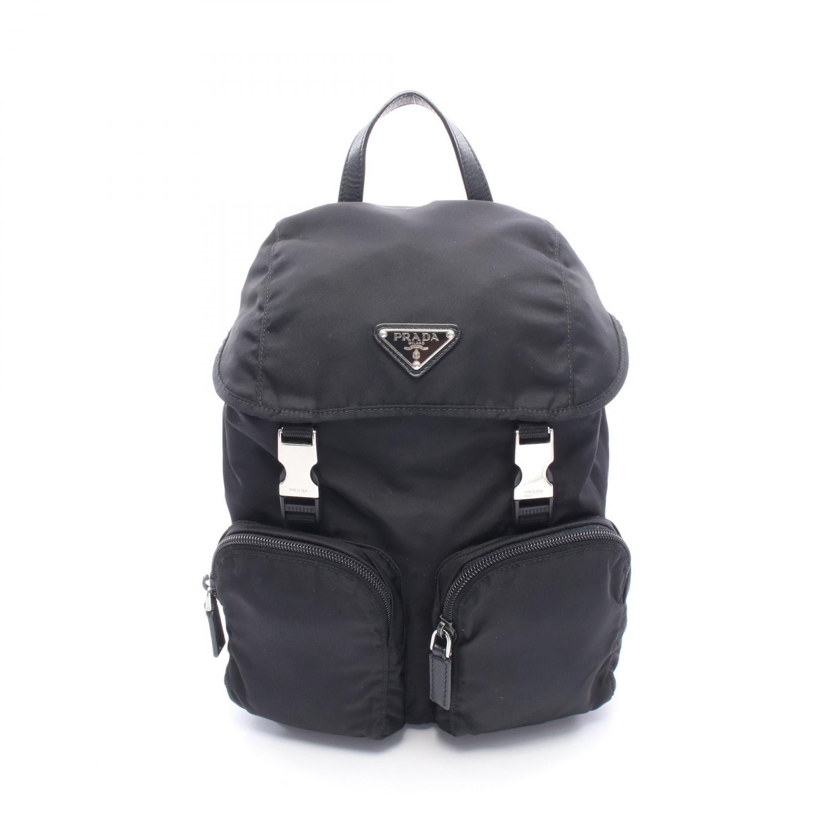 プラダ PRADA VELA リュックサック バックパック バッグ ナイロン レザー レディース ブラック系 BZ0024 【中古】