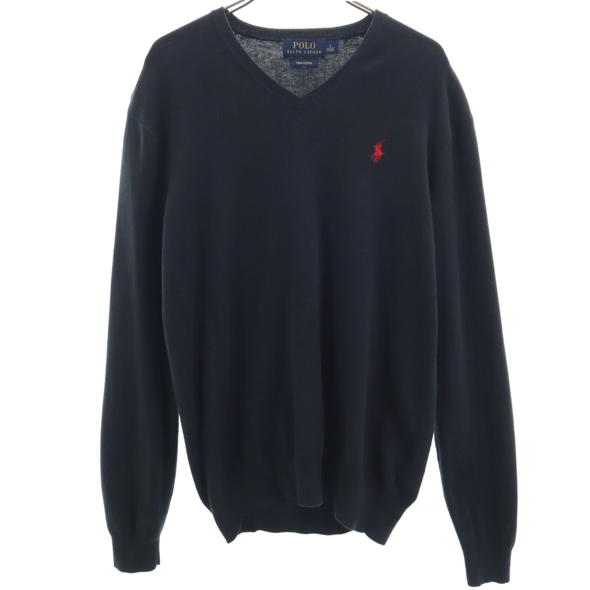 POLO RALPH LAUREN ポロラルフローレン 長袖 ピマコットン Vネック ニット S ブラック