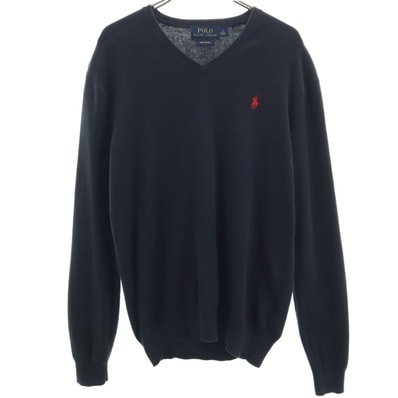 POLO RALPH LAUREN ポロラルフローレン 長袖 ピマコットン Vネック ニット S ブラック