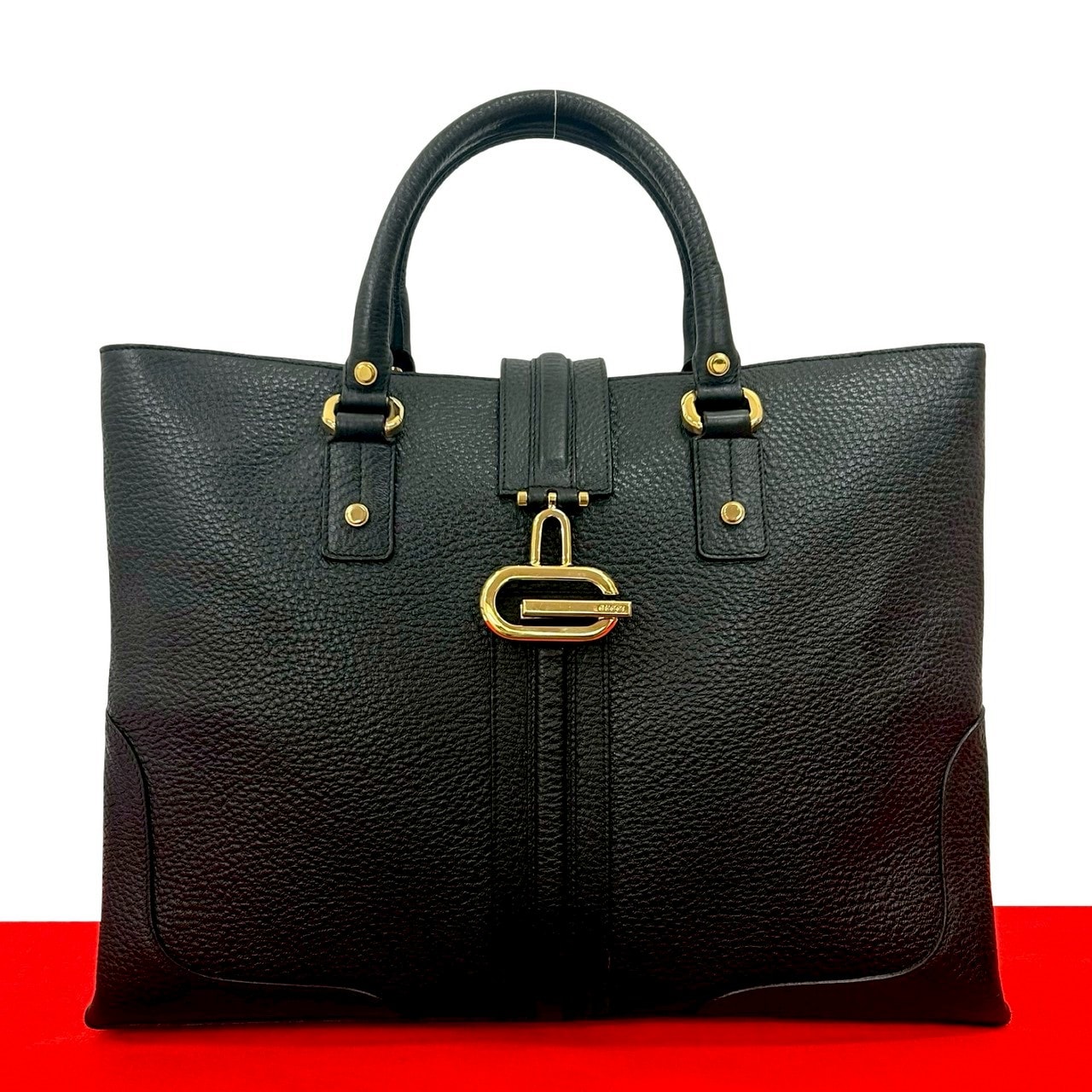 GUCCI グッチ G ロゴ 金具 レザー トートバッグ ブラック
 29976