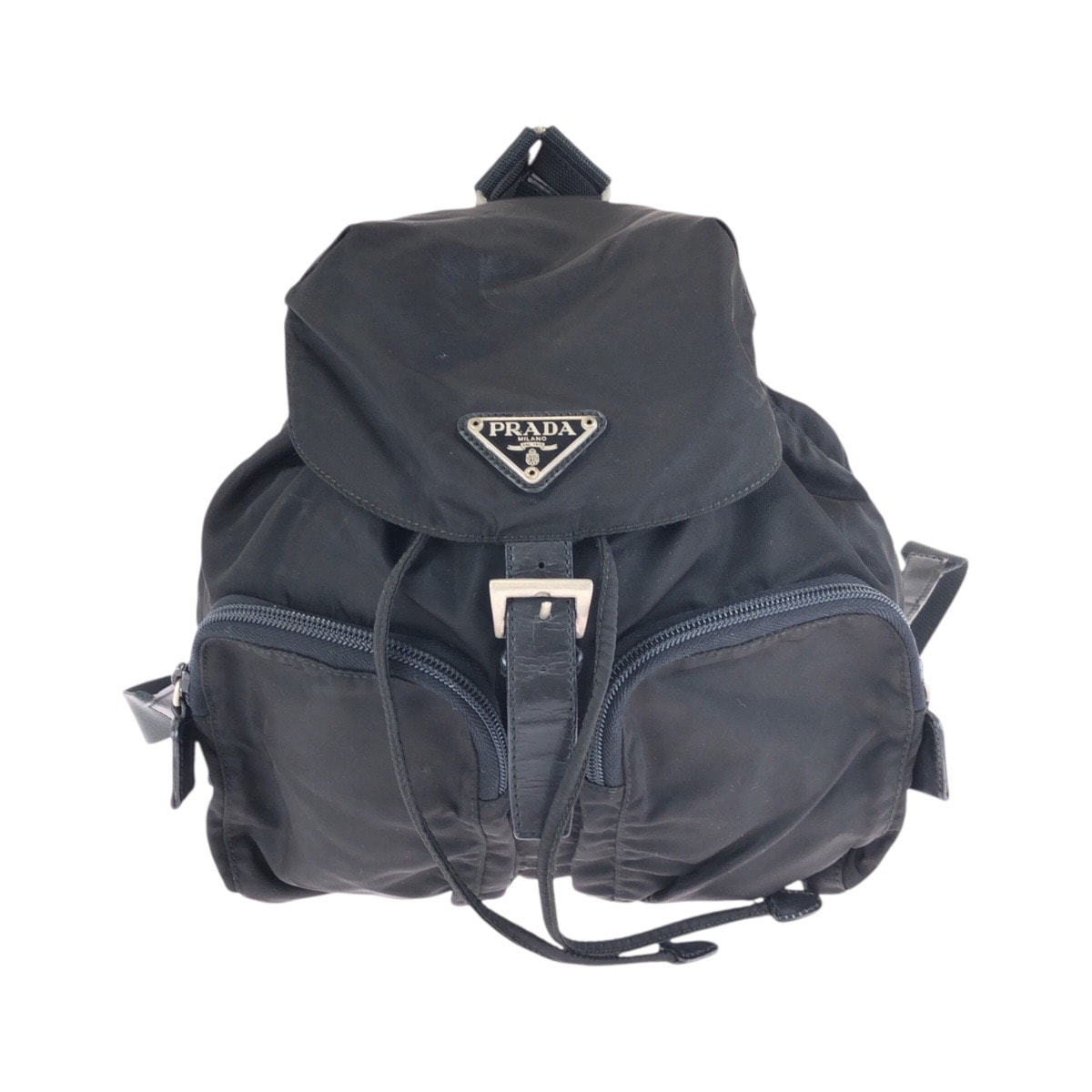 PRADA プラダ テスート 三角ロゴプレート ブラック シルバー金具 ナイロン バックパック リュックサック 601159 【中古】