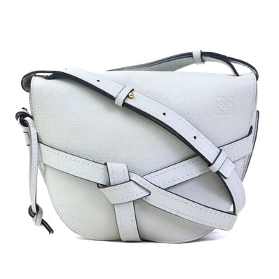 ロエベ LOEWE 斜め掛けショルダーバッグ ゲートバッグ スモール レザー ライトブルー ゴールド レディース【中古】 e61844a