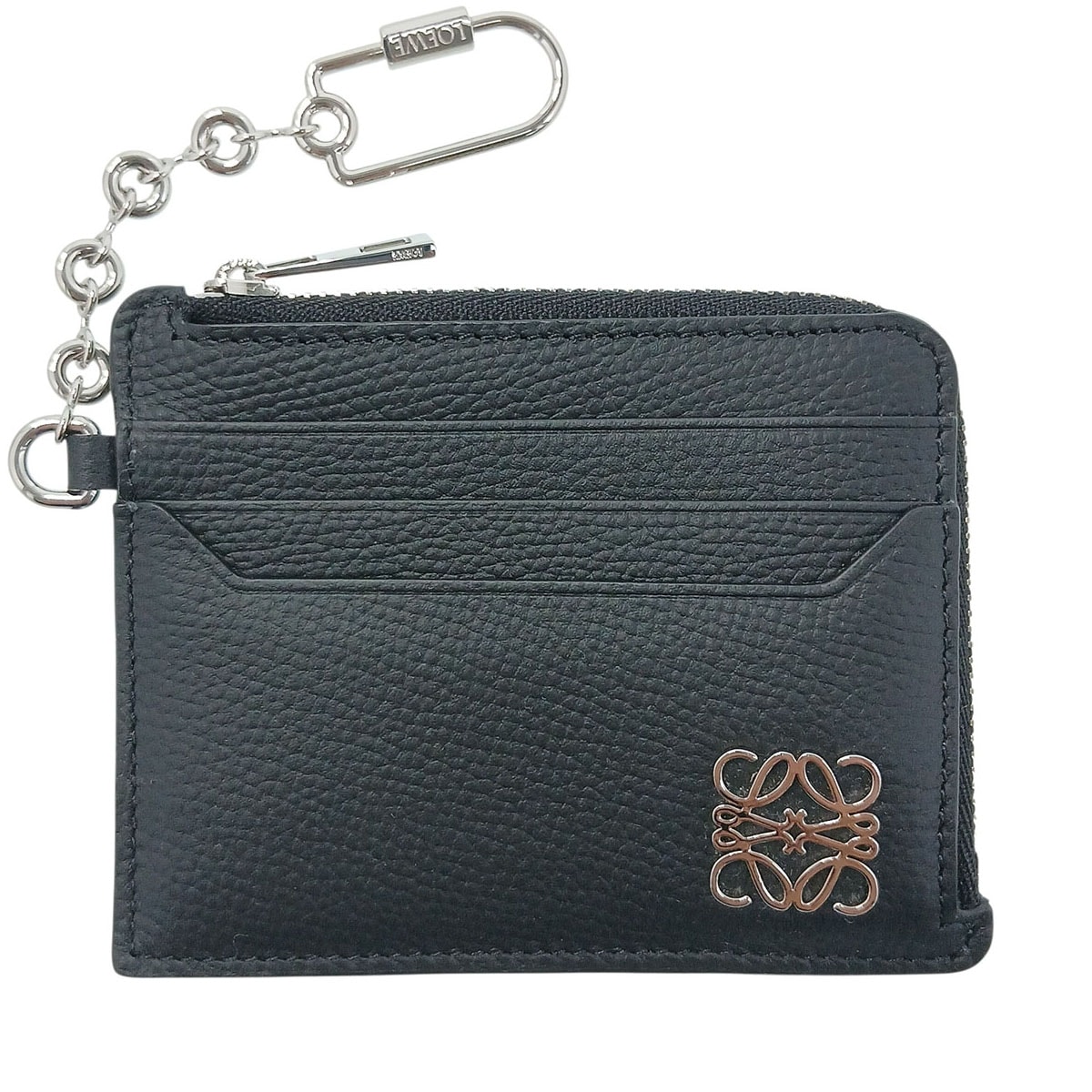 LOEWE ロエベ アナグラム スクエア コインカードホルダー フラグメントケース コインケース C821SQLX03 レザー ブラック シルバー金具 レディース【中古】