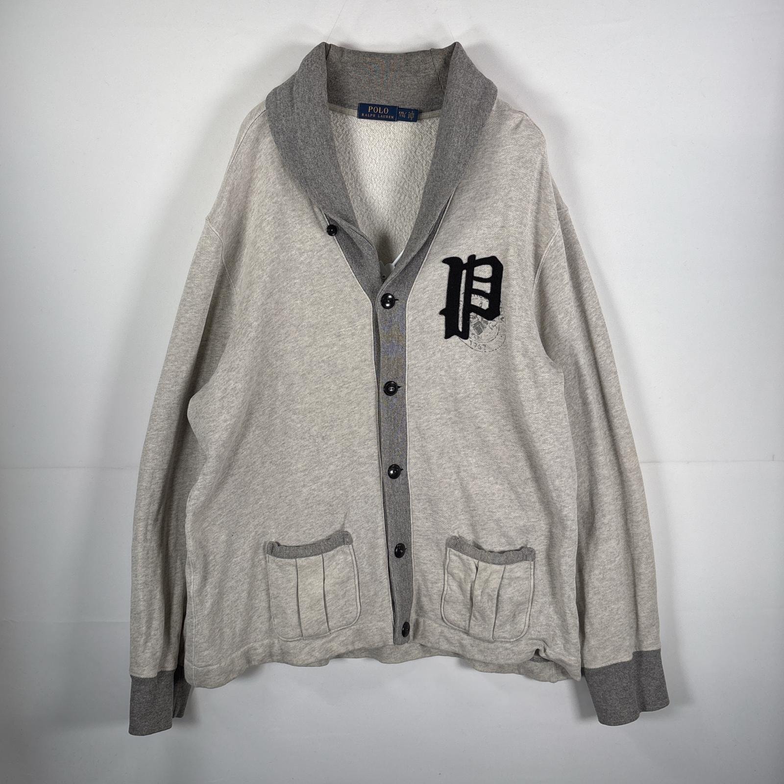古着 ポロ・ラルフローレン POLO RALPH LAUREN カーディガン ショールカラー ビッグサイズ 14041  グレー メンズ