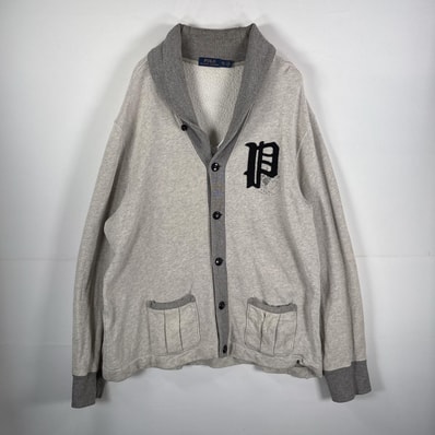 古着 ポロ・ラルフローレン POLO RALPH LAUREN カーディガン ショールカラー ビッグサイズ 14041 グレー メンズ