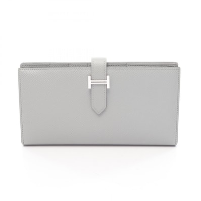 エルメス HERMES ベアンスフレ ブルーグラシエ 二つ折り長財布 財布 レザー ヴォーエプソン ブルーグラシエ K刻印(2025年製造) レディース ブルー系 【中古】