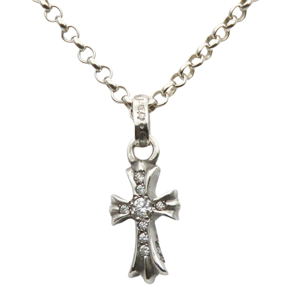 【中古】 クロムハーツ ネックレス ベイビーファット シルバー925 ダイヤモンド 約6.7g シルバー CRS BBYFAT P/DMND NECKLESS R16 ロールチェーン レディース 女性 CHROME HEARTS