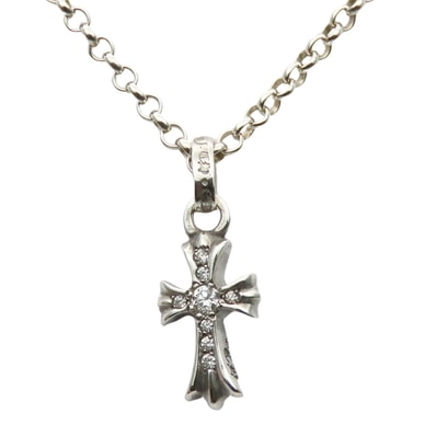 【中古】 クロムハーツ ネックレス ベイビーファット シルバー925 ダイヤモンド 約6.7g シルバー CRS BBYFAT P/DMND NECKLESS R16 ロールチェーン レディース 女性 CHROME HEARTS