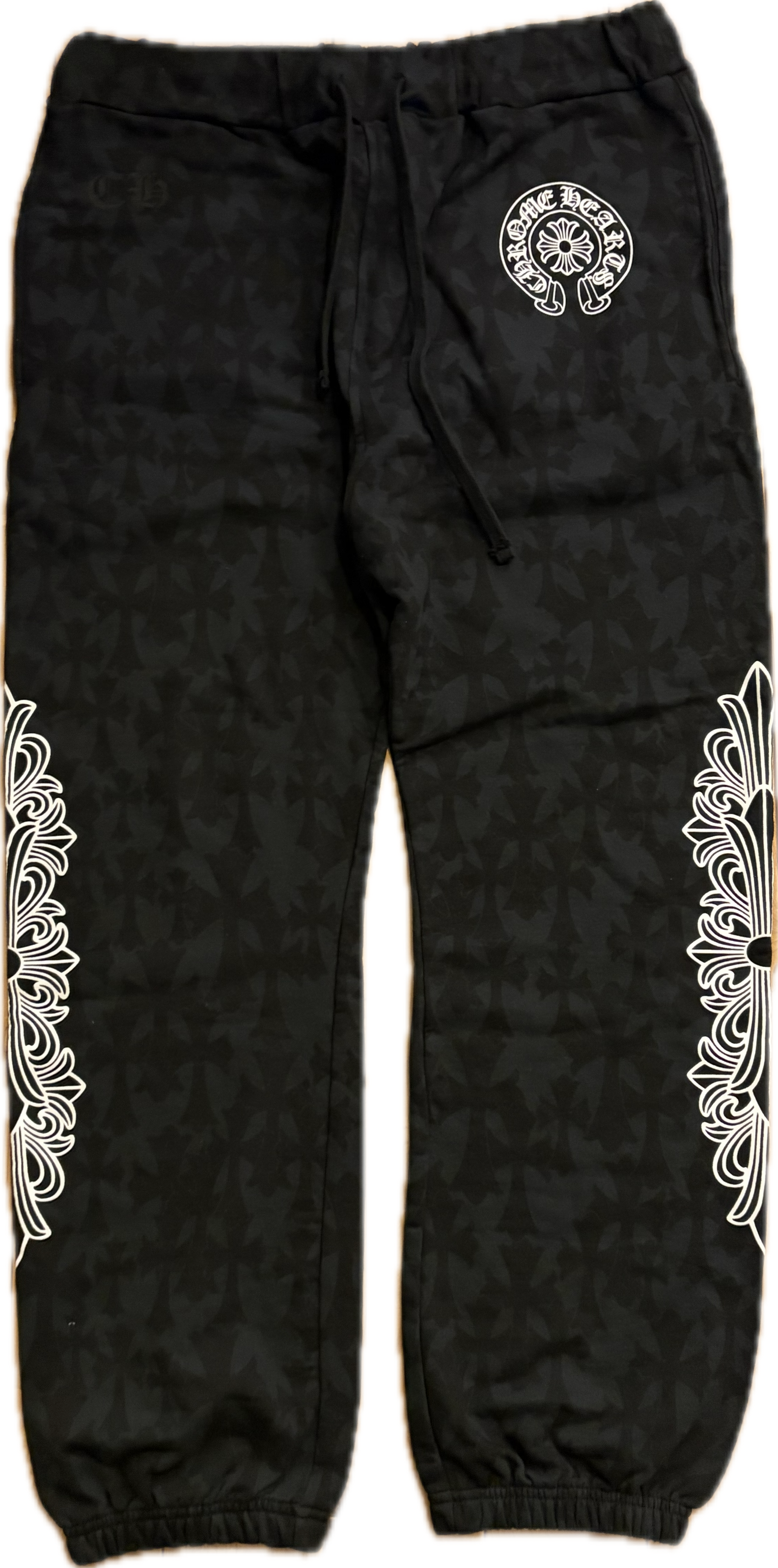 Chrome Hearts Cemetery cross 総柄 floral horseshoe sweat pants
