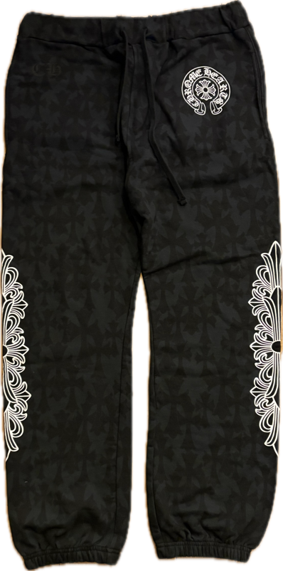 Chrome Hearts Cemetery cross 総柄 floral horseshoe sweat pants