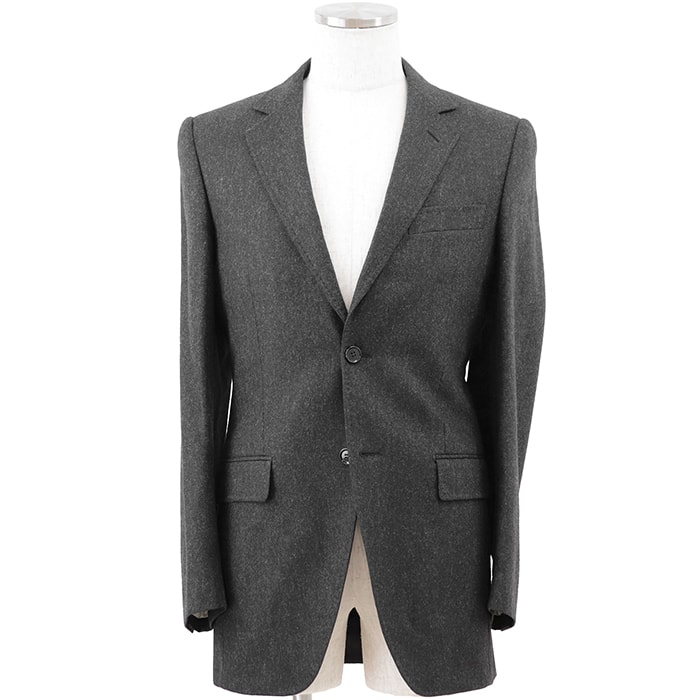 SALE【美品】DOLCE&GABBANA ドルチェアンドガッバーナ テーラードジャケット サイズ 44 メンズ ウールフラノ アウター チャコールグレー 灰色 イタリア製