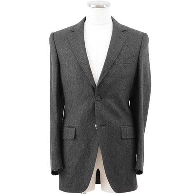 SALE【美品】DOLCE&GABBANA ドルチェアンドガッバーナ テーラードジャケット サイズ 44 メンズ ウールフラノ アウター チャコールグレー 灰色 イタリア製