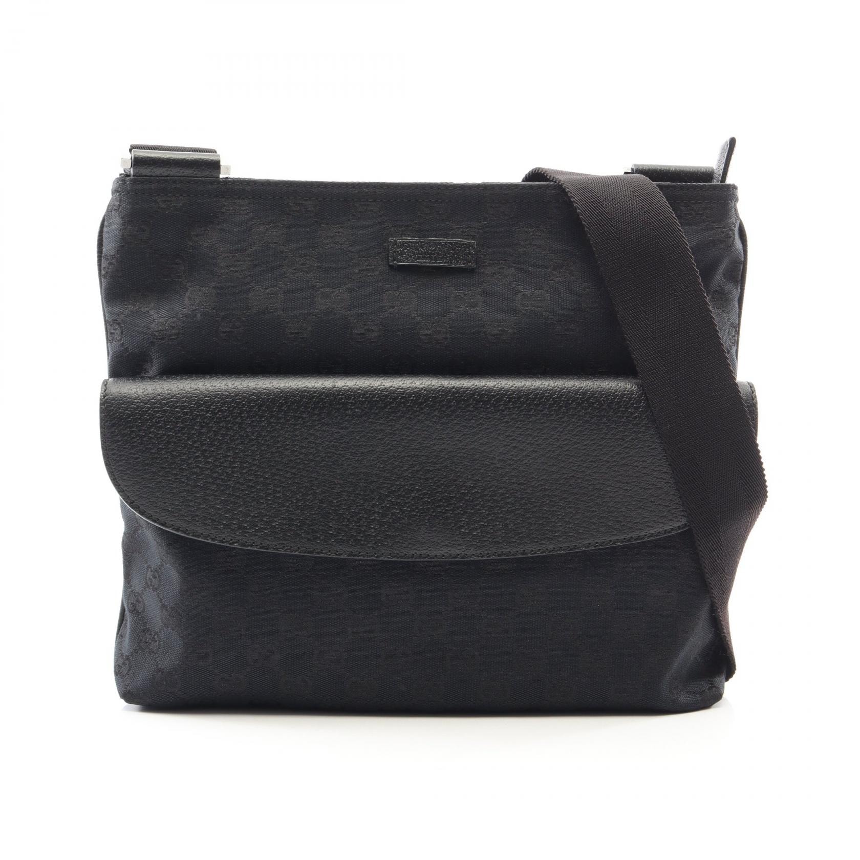 グッチ GUCCI GGキャンバス ショルダーバッグ バッグ キャンバス レザー レディース ブラック系 256100 【中古】